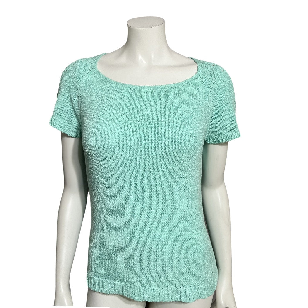 Coldwater Creek Mint Green Lightweight Short Sleeve Sweater Sz-Small