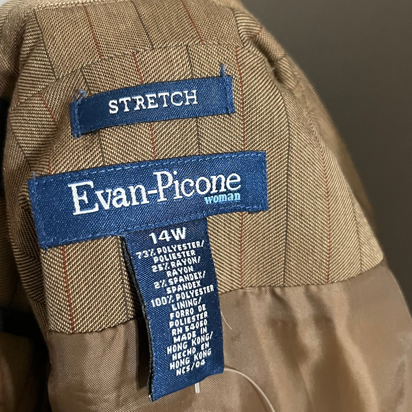 Evan Picone Brown Striped 2Pc Jacket & Pant Casual Set Sz-14W