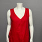 Sundance Red 100% Linen V-Neck Flare With Silk Trim Tie Dress Sz-Large