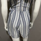 Entro Blueish Gray Striped Cold Shoulder Ruffle Romper Sz-Small