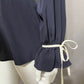 Doncaster Navy 100% Silk Career Blouse Secretary Sz-SMALL
