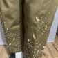 Carlisle Army Green Cotton With Embroidery Beaded Capri Pant Sz-10