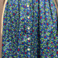 Vintage Floral Cherry Print Blue 100% Cotton Flare Dress Sz-Large