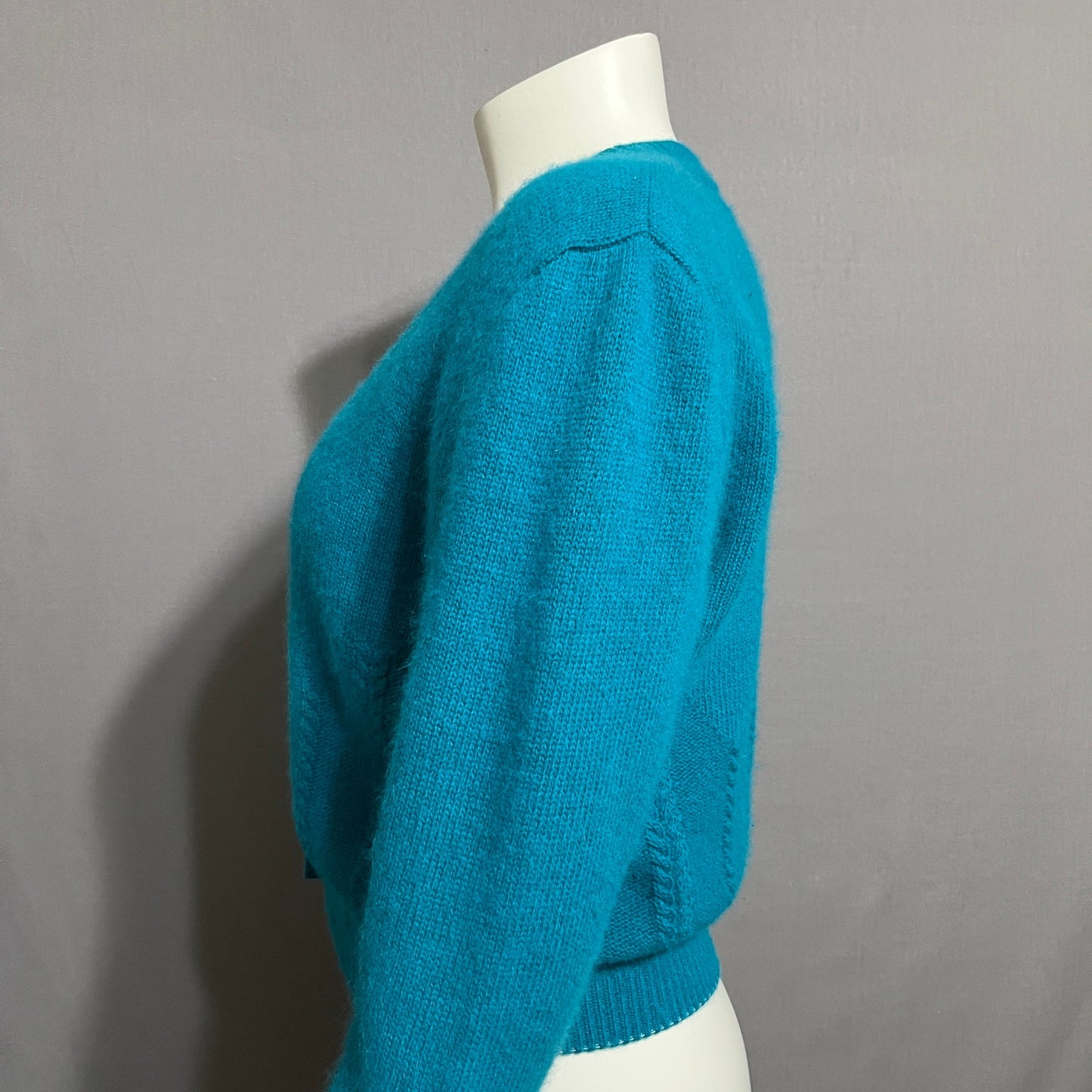Vintage OBR Lambswool Rabbit Hair Cropped Sweater Cardigan Sz-Small