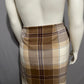 Talbots 100% Lambswool Plaid Wrap Quilted Brown Cream Skirt Sz-14W