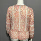 BCBG Sheer Peasant Boho Paisley Print Long Sleeve Blouse Sz-Large