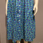 Vintage Floral Cherry Print Blue 100% Cotton Flare Dress Sz-Large