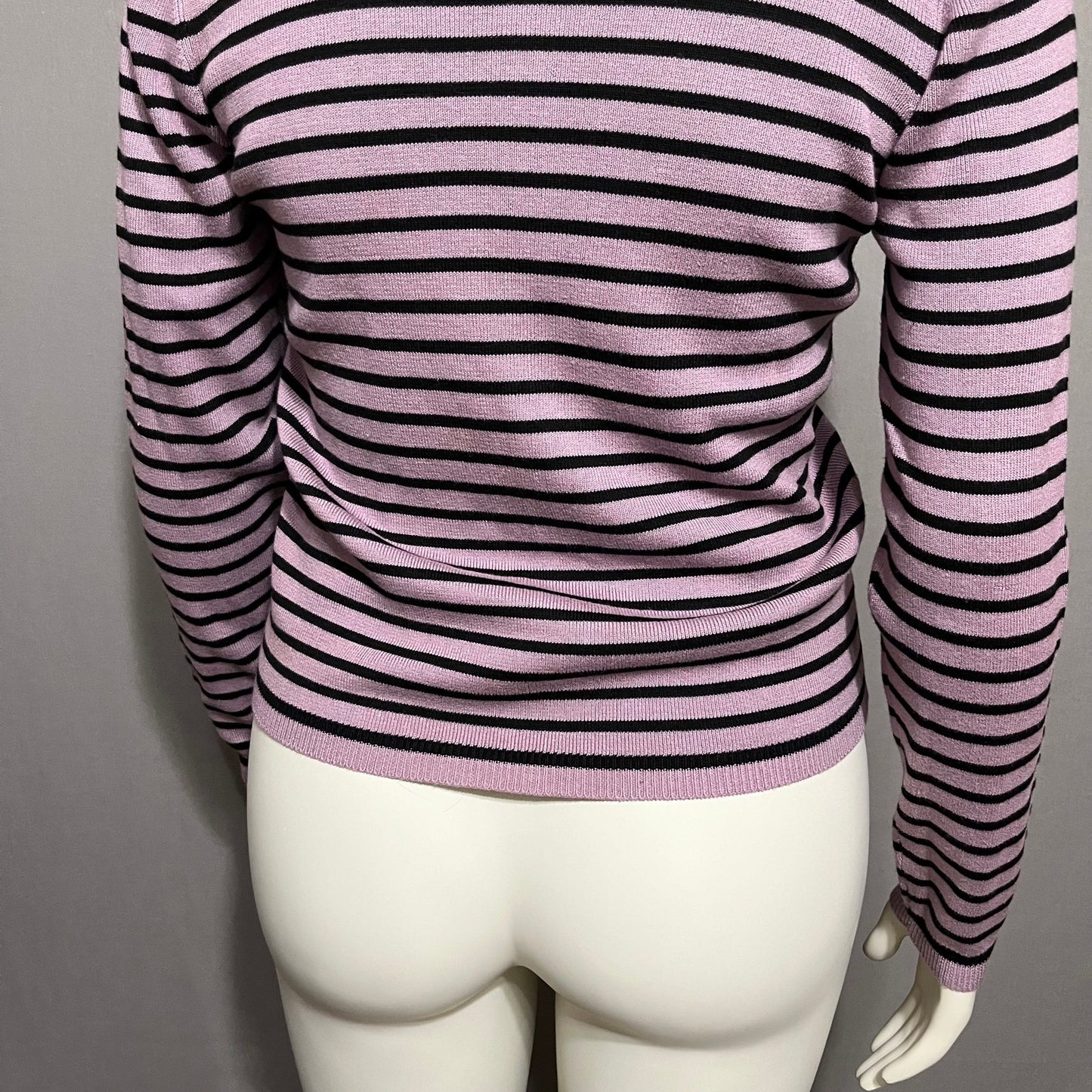 Karen Kane Lavender Striped Cotton Blend Knit Button Front Cardigan Sz-Medium