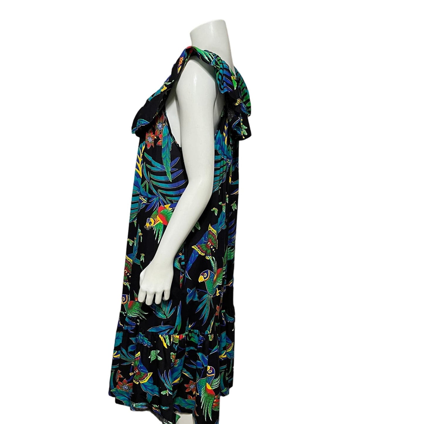 Neiman Marcus Vintage Parrot Artsy Print Cotton Dress Sz-Large