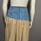 Vintage 80s Suzelle Denim Cotton Tan Pleated Drop Waist Maxi Skirt Sz-12