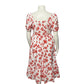 J. Crew Red Floral Short Sleeve Cotton Midi Ruffle Hem Dress Sz-8