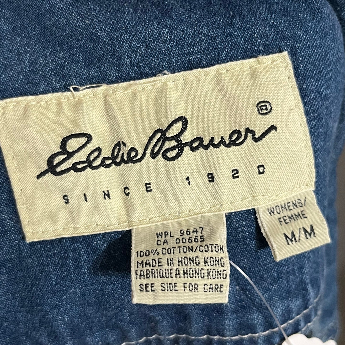 Eddie Bauer Blue Denim 100% Cotton Sleeveless Vest Sz-Medium