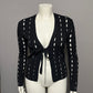 Cyrus Black Cutout Sleeve Bow Tie Cardigan Sweater Sz-Medium