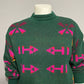 United Colors Of Benetton Shetland Wool Green Print Pullover Sweater Sz-Large