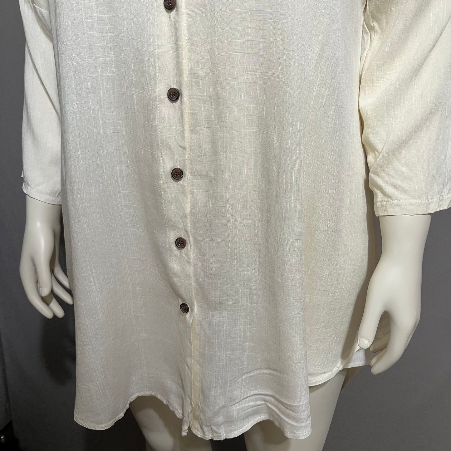 Vintage Cream 100% Cotton Lightweight Button Front Casual Shirt Sz-3X