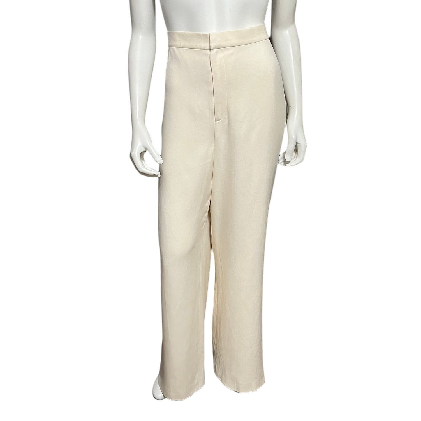 Lauren Ralph Lauren Cream 100% Silk Wide Leg Trousers Sz-12