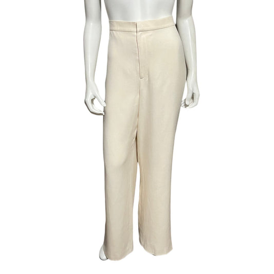 Lauren Ralph Lauren Cream 100% Silk Wide Leg Trousers Sz-12