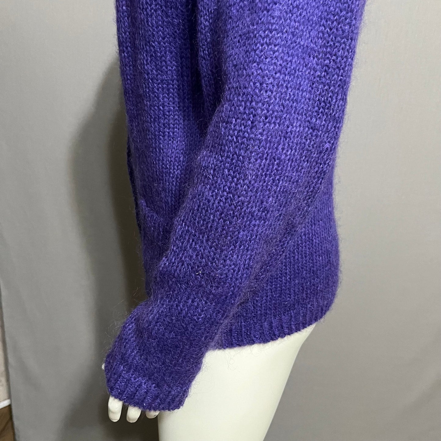 Vintage Penbrooke Lane Deep Purple Mohair Button Cardigan Sz-Medium