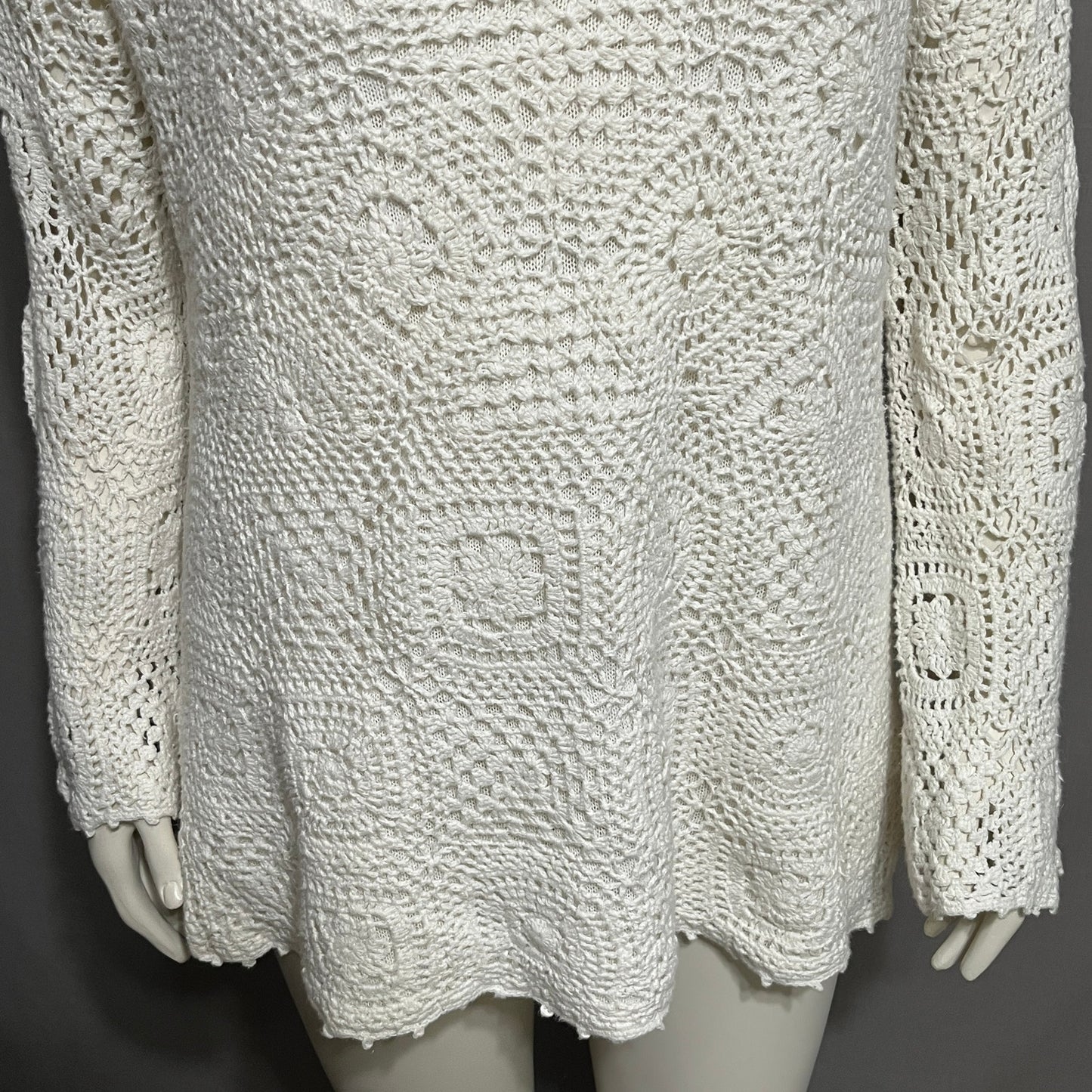 JL Studio Crochet Womens Cotton Boho Flared Sleeve Sweater Sz-Xtra Large