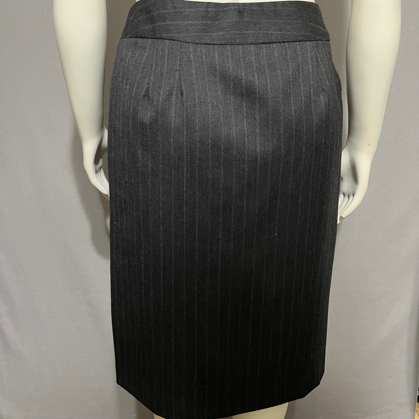 Jennifer & Grace 100% Wool Striped Career Wrap Pencil Skirt Sz-12