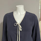 Doncaster Navy 100% Silk Career Blouse Secretary Sz-SMALL