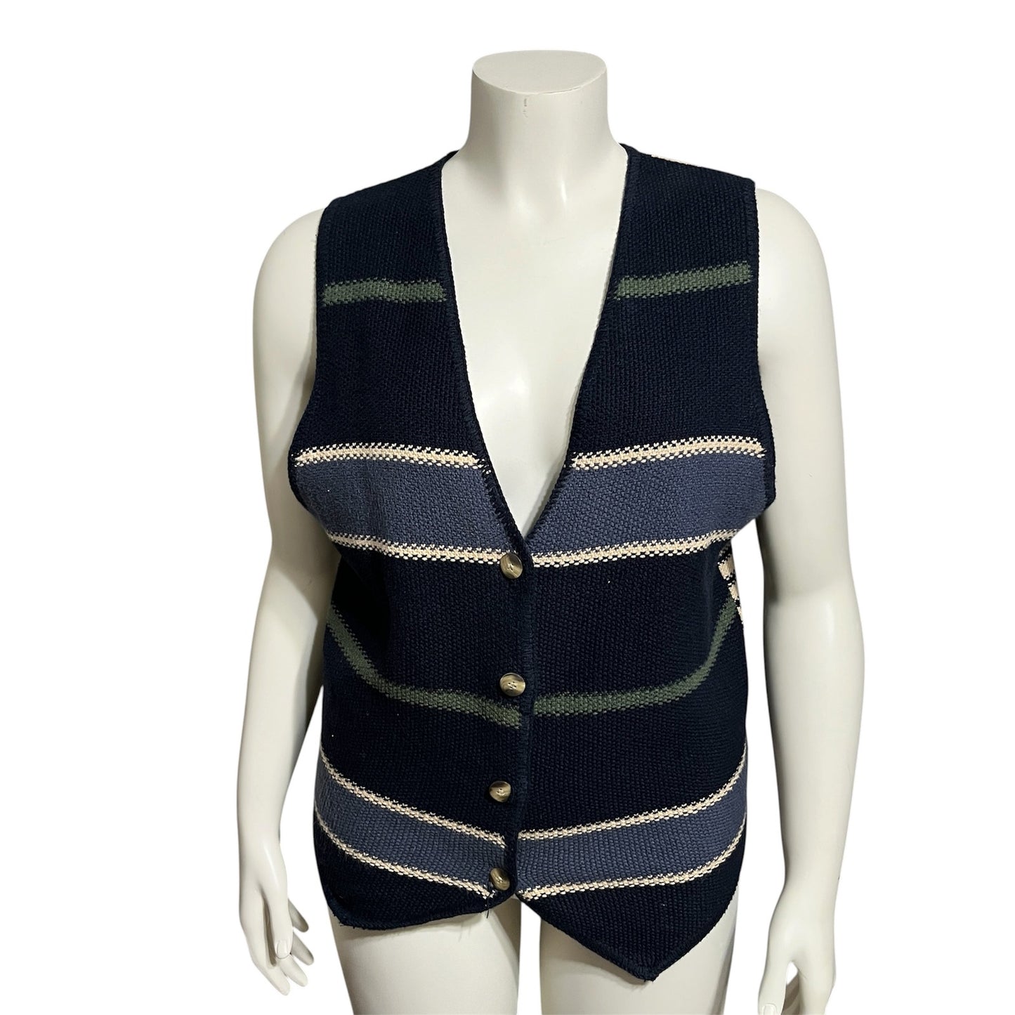 Express Tricot Women’s Cotton Ramie Striped Vest Sz-Large