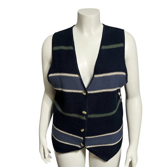 Express Tricot Women’s Cotton Ramie Striped Vest Sz-Large