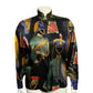 Vintage RARE Escada Military Print 100% Silk Art To Wear 100% Silk Blouse Sz-38