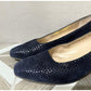 Salvatore Ferragamo Navy Textured Suede Leather Kitten Heel Sz-6 1/2 B