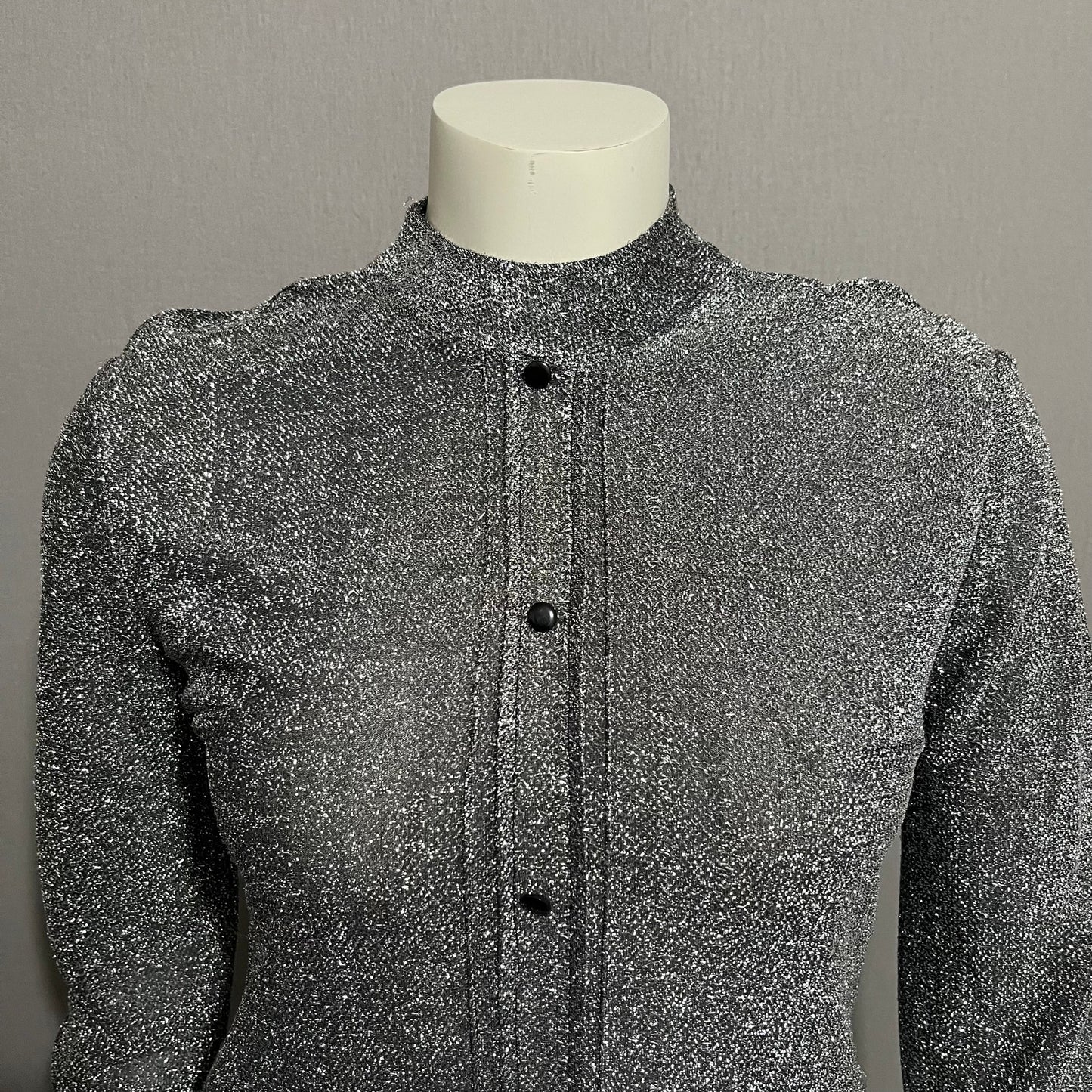 Vintage Silver Metallic Pullover Long Sleeve Top Sz-Small