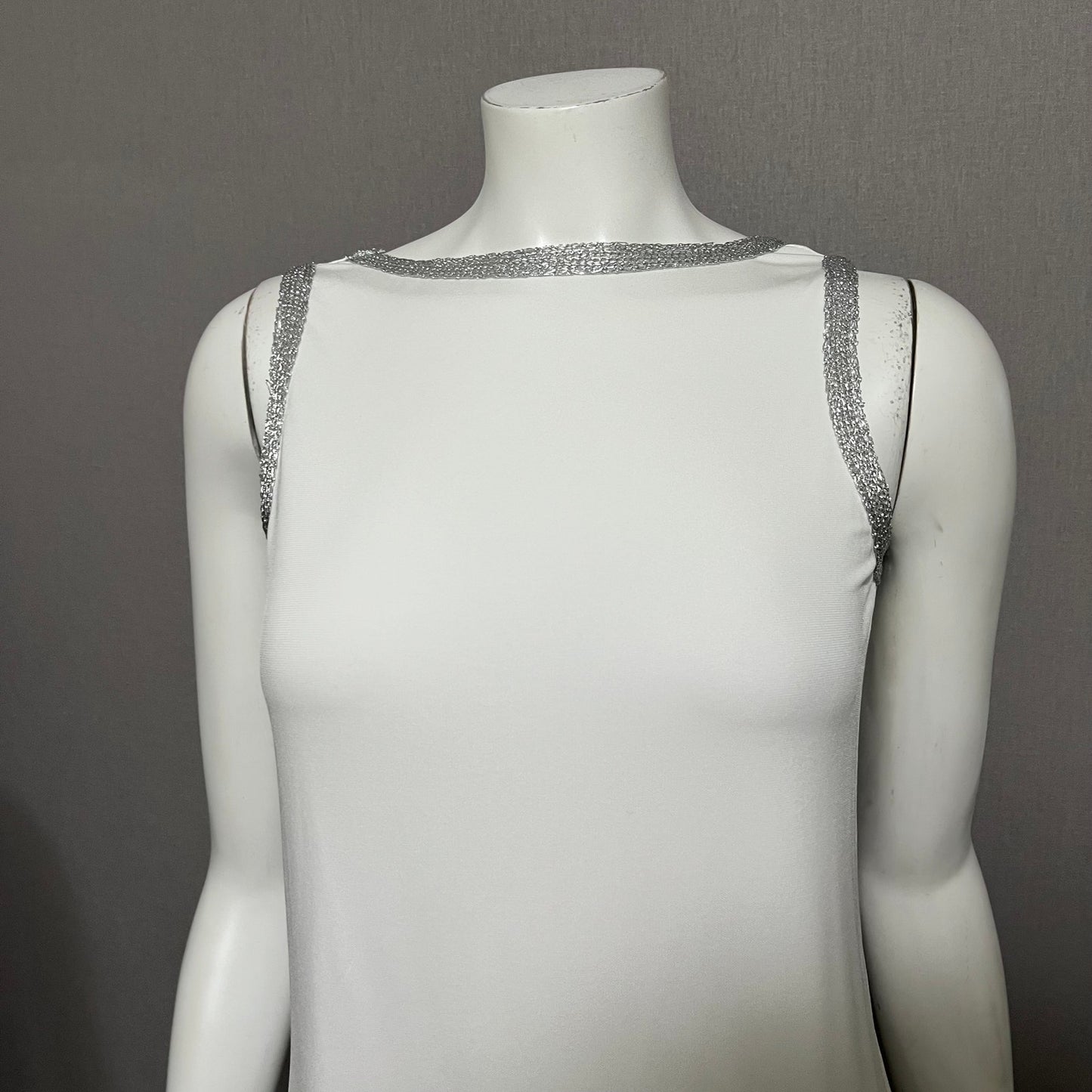 Worth White With Silver Metallic Sleeveless Dressy Shell Top Sz-2