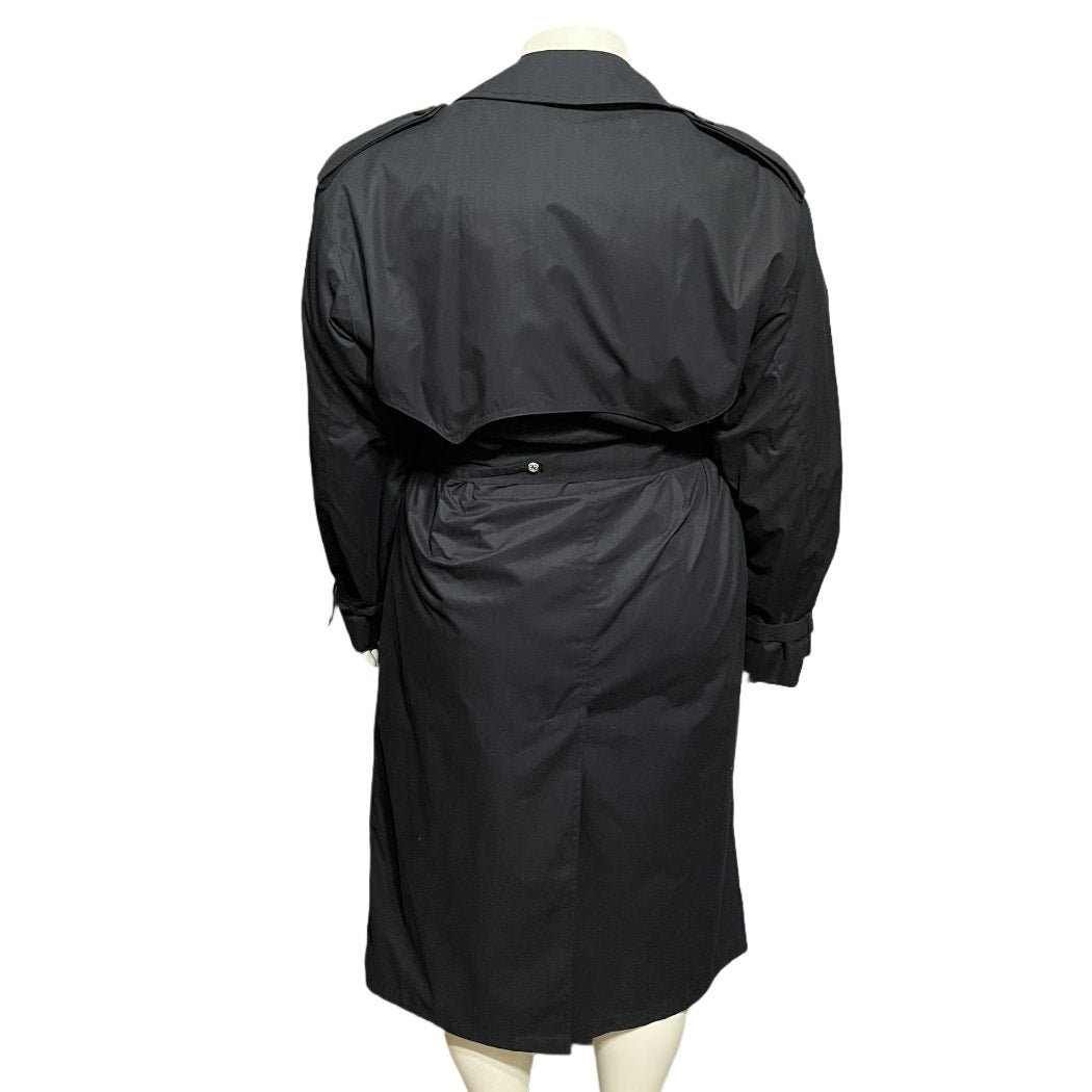 London Fog Dark Navy Double Breasted Unisex Trench Coat Sz-40 R Lg/XL