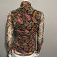 Jane & Delancey Sheer Floral Pink Ruched Mock Neck Top Sz-Medium