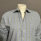 Alan Flusser Men’s XL Window Pane Button Up Blue Green Long Sleeve