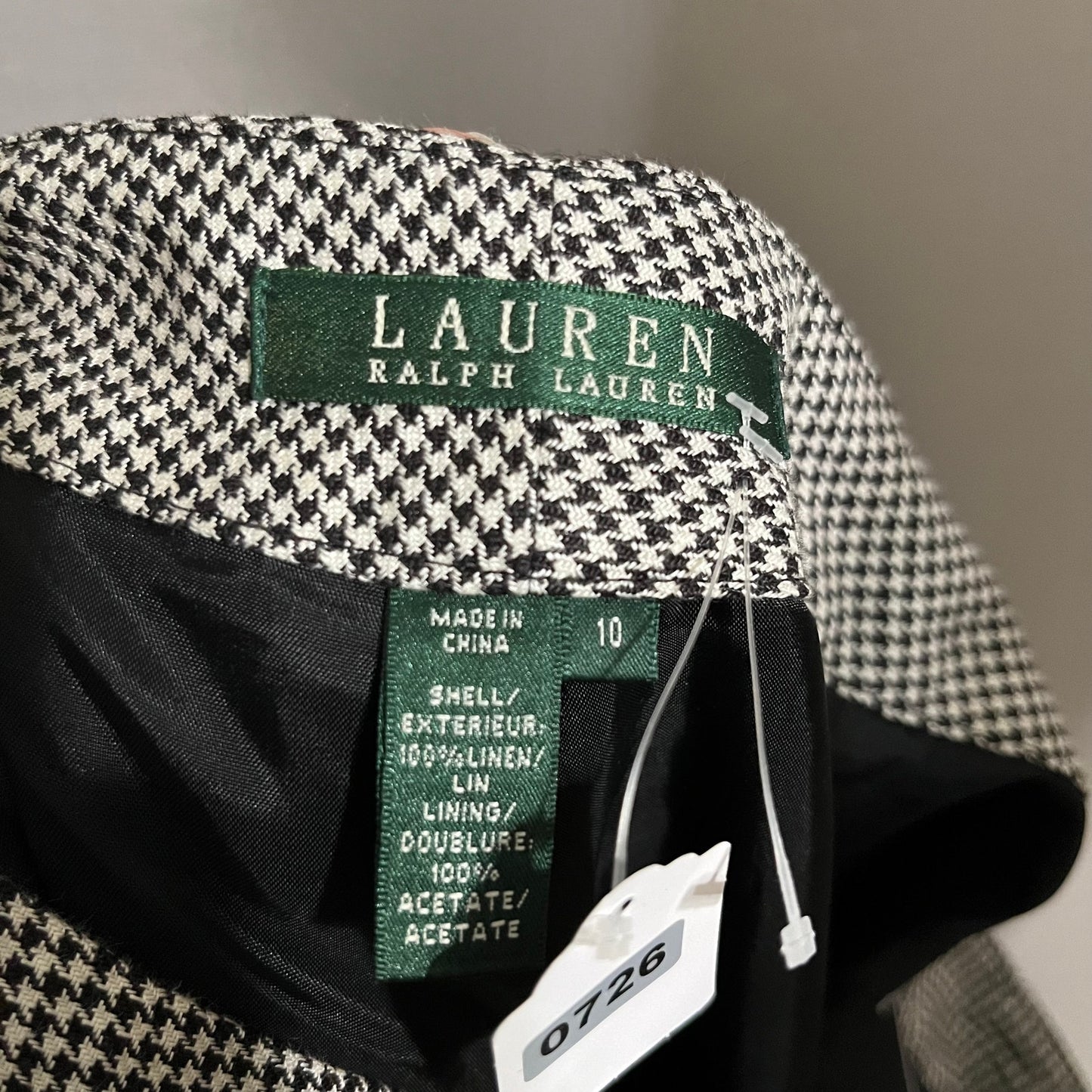 Lauren Ralph Lauren Houndstooth 100% Linen Causal Pants Retail $159 Sz-10