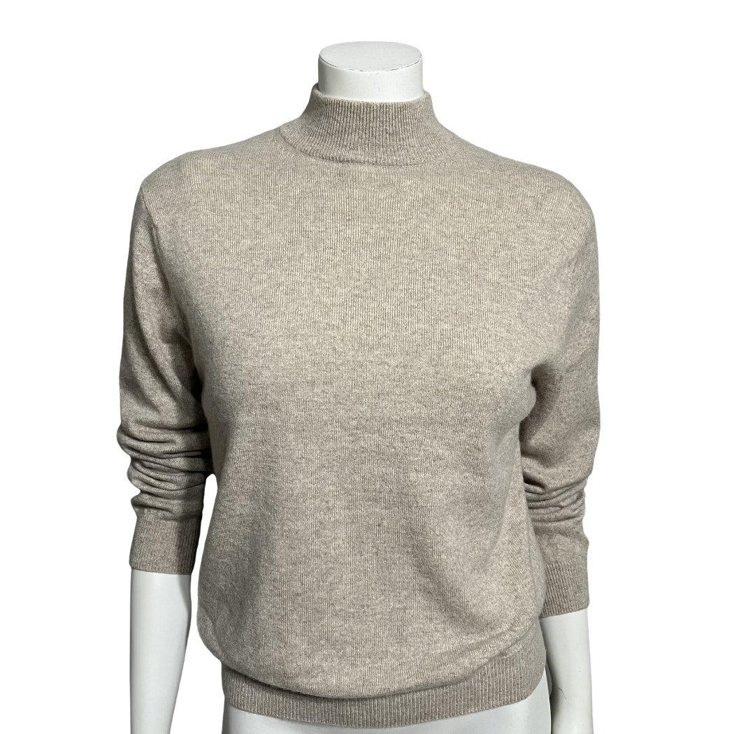 Glen Lyon Taupe Neutral Mock Neck 100% Cashmere Sweater Sz-Small Petite