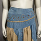 Vintage 80s Suzelle Denim Cotton Tan Pleated Drop Waist Maxi Skirt Sz-12