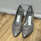 Carriage Court Vintage Grey Geometric Print Pointy Toe Kitten Heel Sz-7 1/2 B