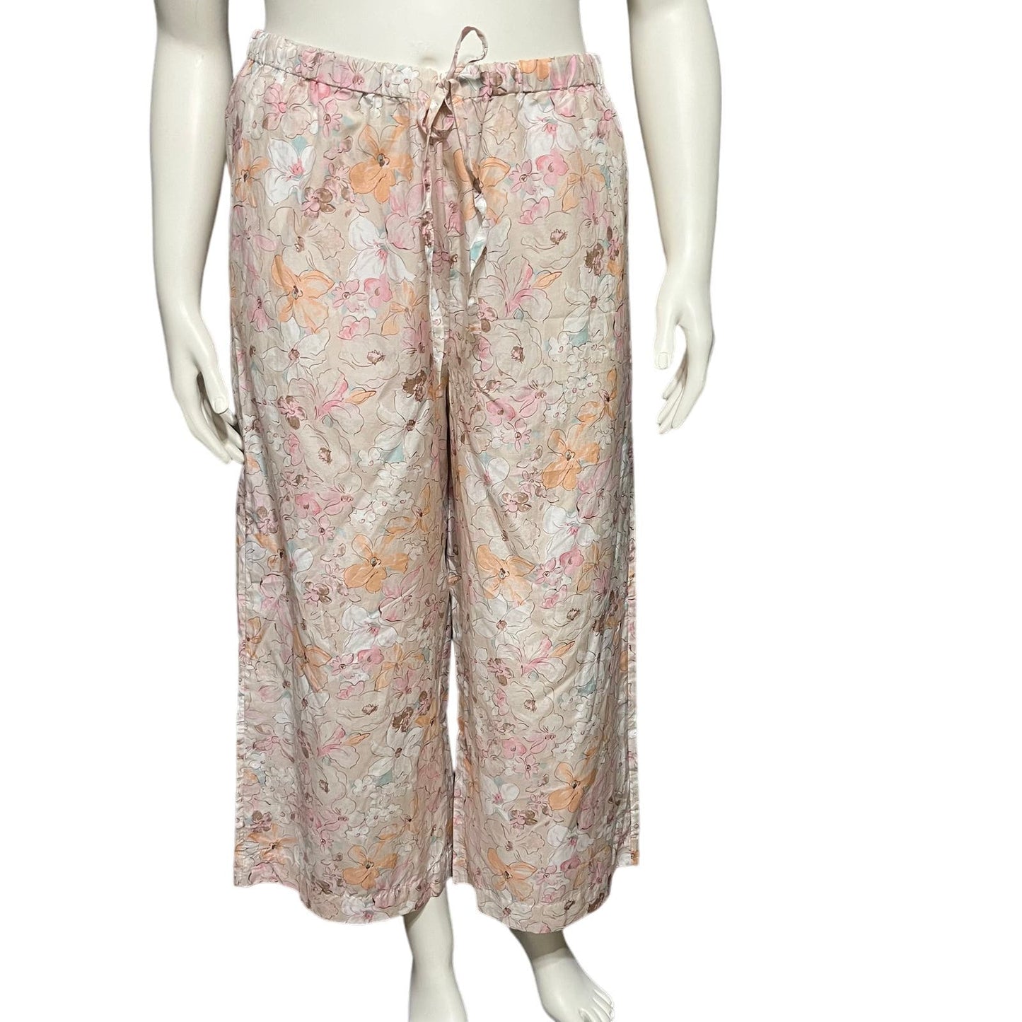 Haven Well Floral Cotton Silk Blend Pull On Pants Sz-Large