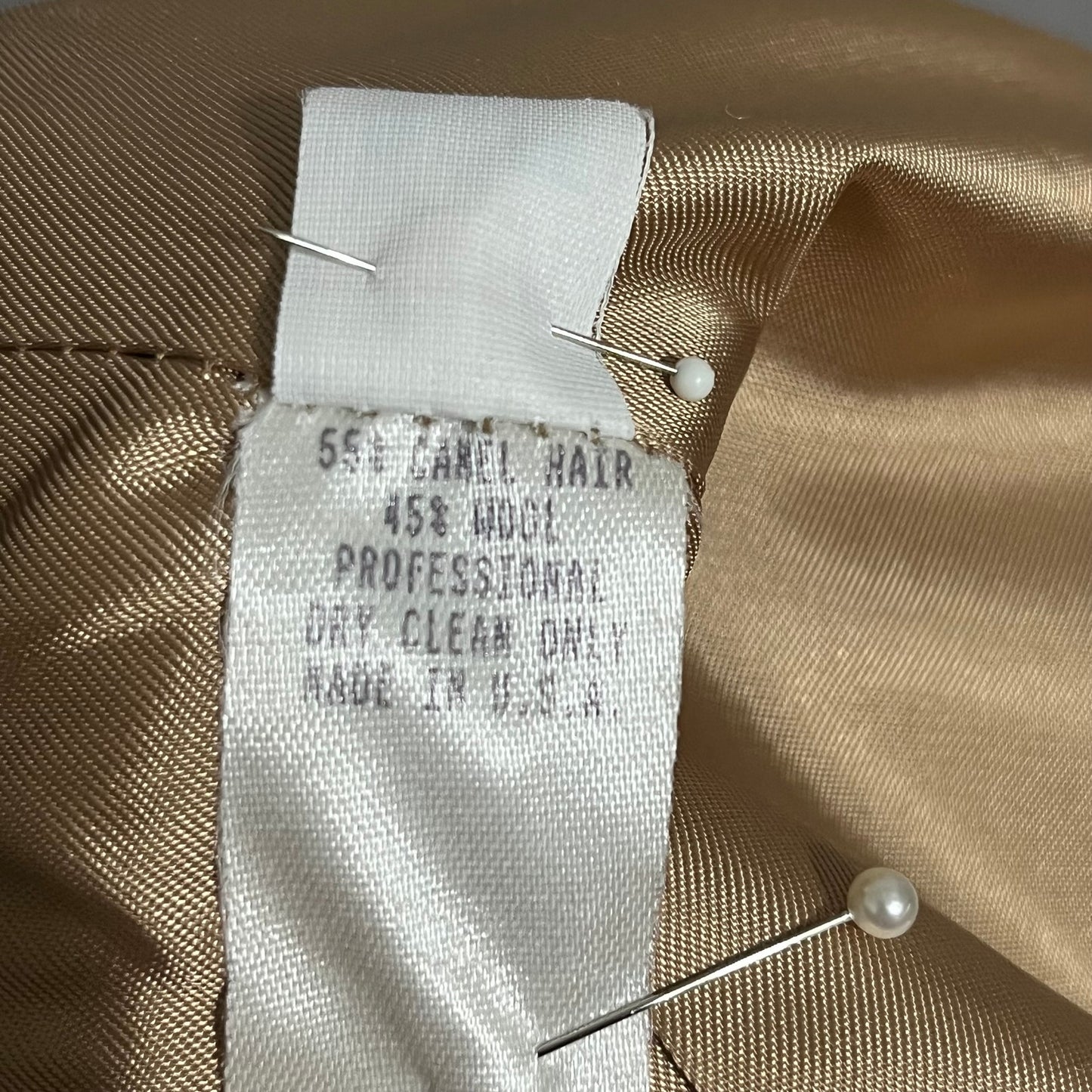 Calvin Klein Camel Hair Wool Double Breasted Tan Coat Sz-6 (Large)