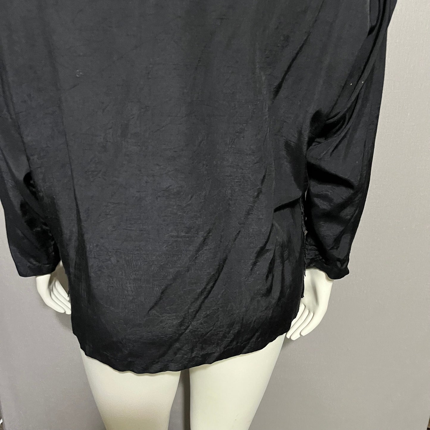 Vintage Cache Black With Fringe Rhinestone Blazer Jacket Sz-Large
