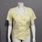 Shapely Vintage Yellow & White Floral Double Breasted Blouse Sz-Medium