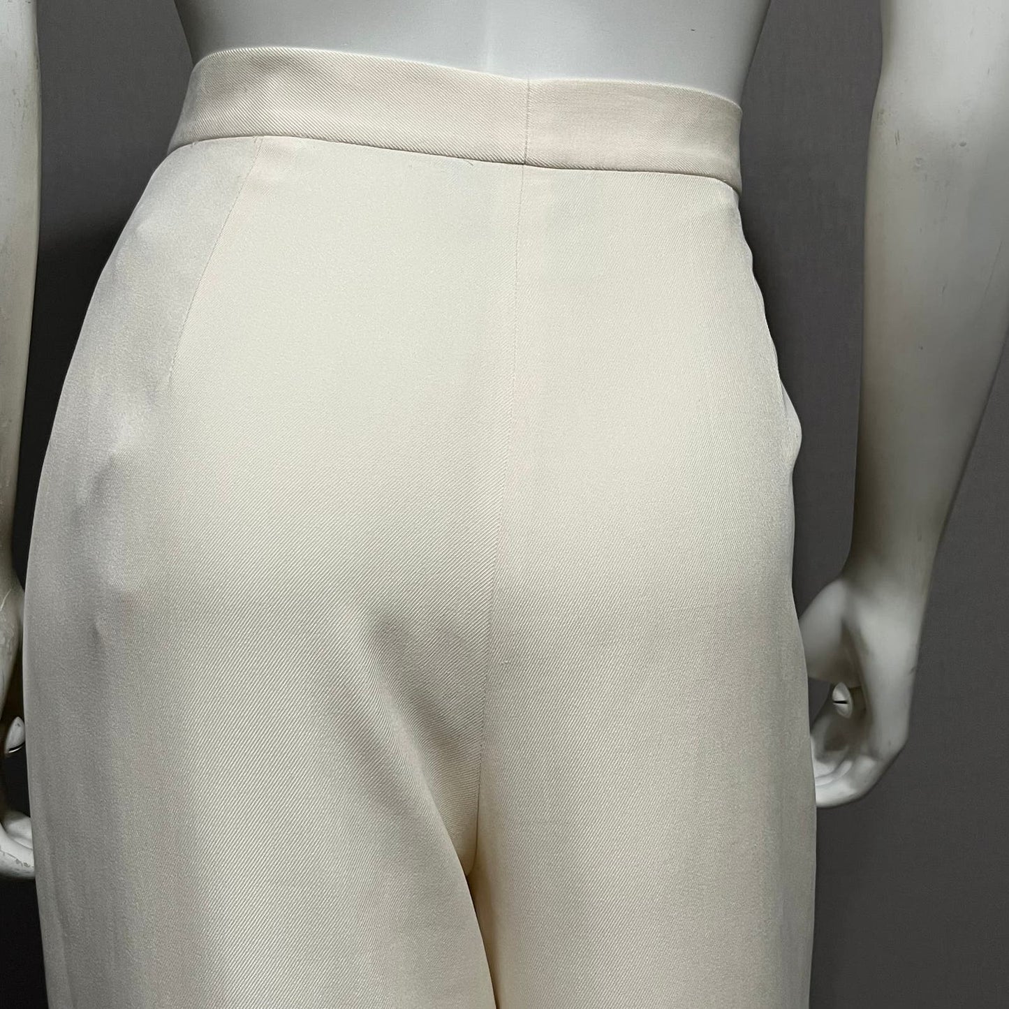 Lauren Ralph Lauren Cream 100% Silk Wide Leg Trousers Sz-12