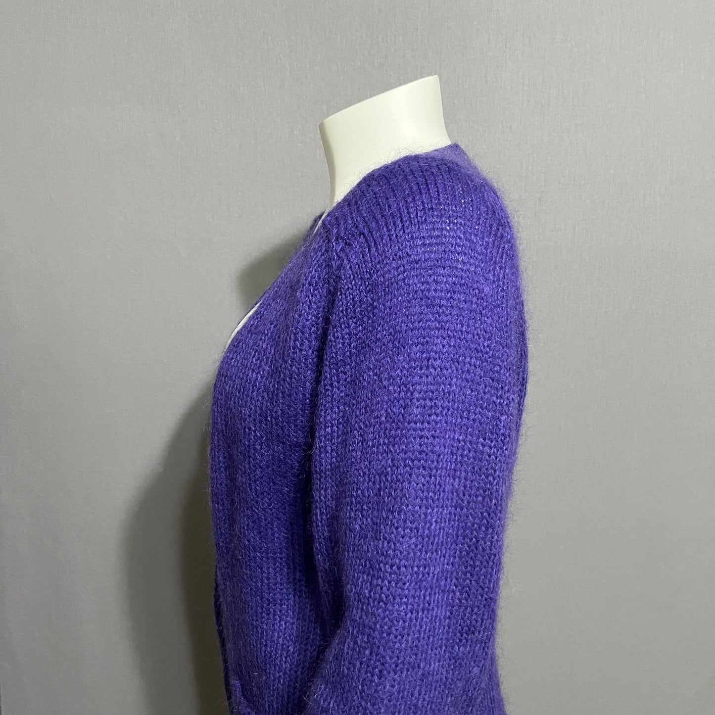 Vintage Penbrooke Lane Deep Purple Mohair Button Cardigan Sz-Medium