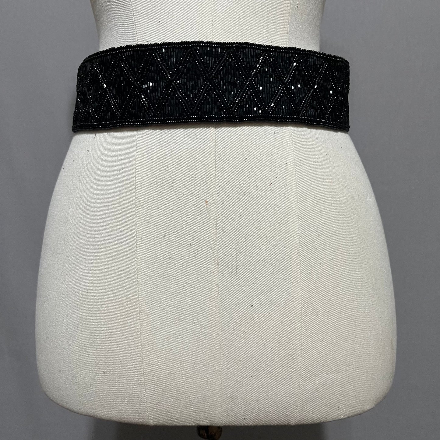 Talbots Black Evening Beaded Wide Velcro Wrap Belt Sz-Medium