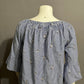 Westport 100% Cotton Blue Embroidered Floral Stripe Boatneck Shirt Sz-Large