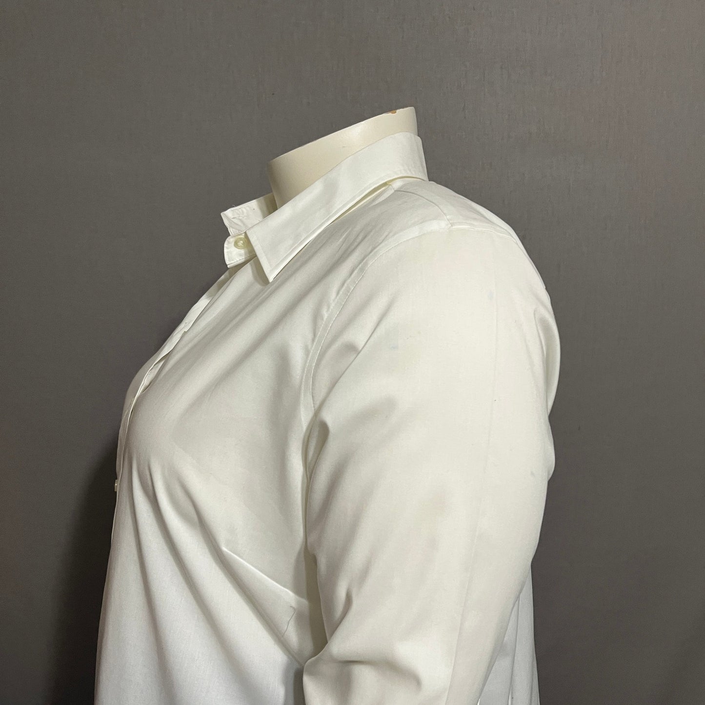 Lady Hathaway White Cotton Button Front Shirt 3/4 Sleeve Sz-XXL