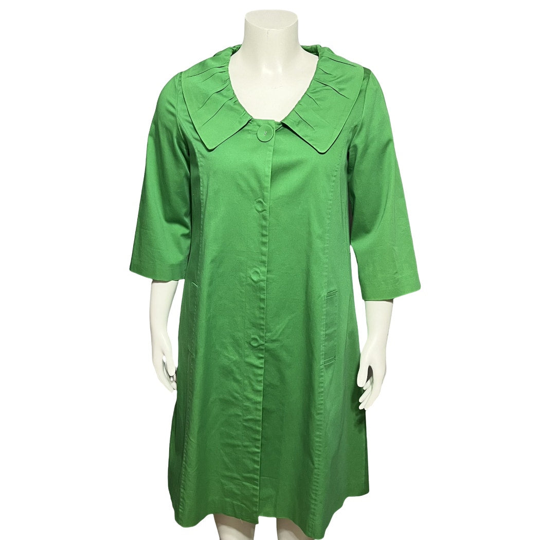 Newport News Green Cotton Swing Midi Length Rain Jacket Sz-14 (Large)