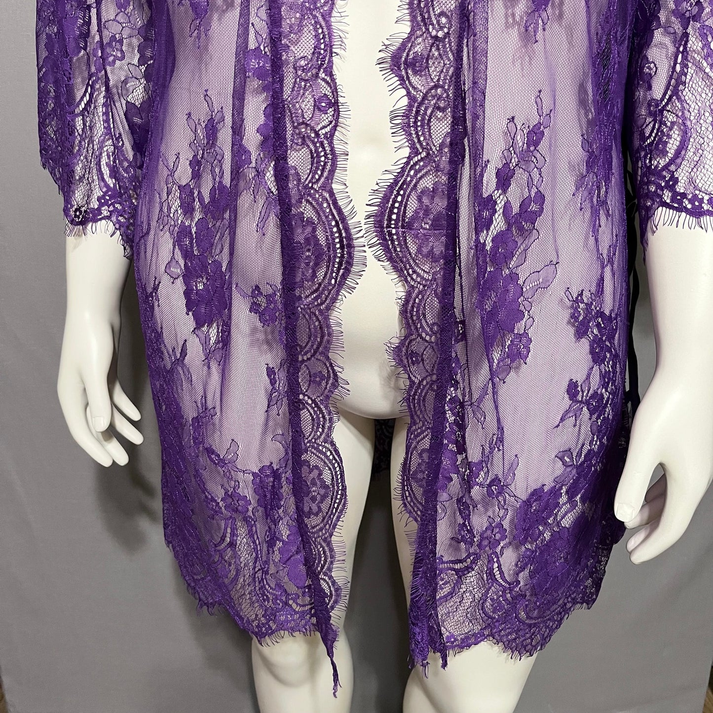 Avid Love Purple Lace Lingerie Robe Sz-2X