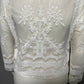 Belle France Sheer White Mesh Lace Embroidery Open Shrug Sz-Large